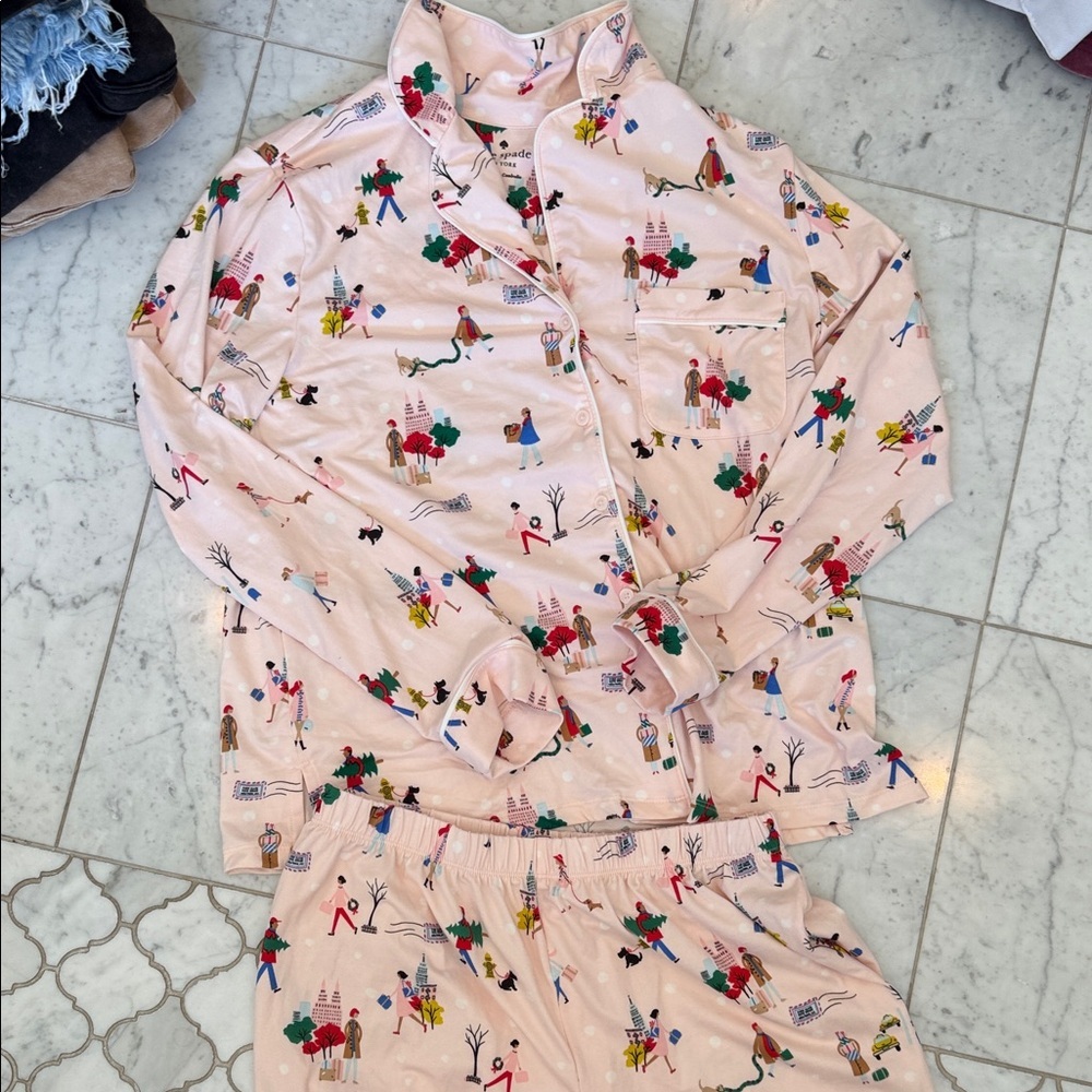 Kate Spade Pink Patterned Pajama Set - Picture 1 of 1